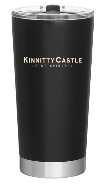 20 oz stainless steel tumbler in black with kinnitty castle spirits logo