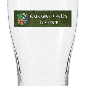 pint glass with four green fields irish pub logo